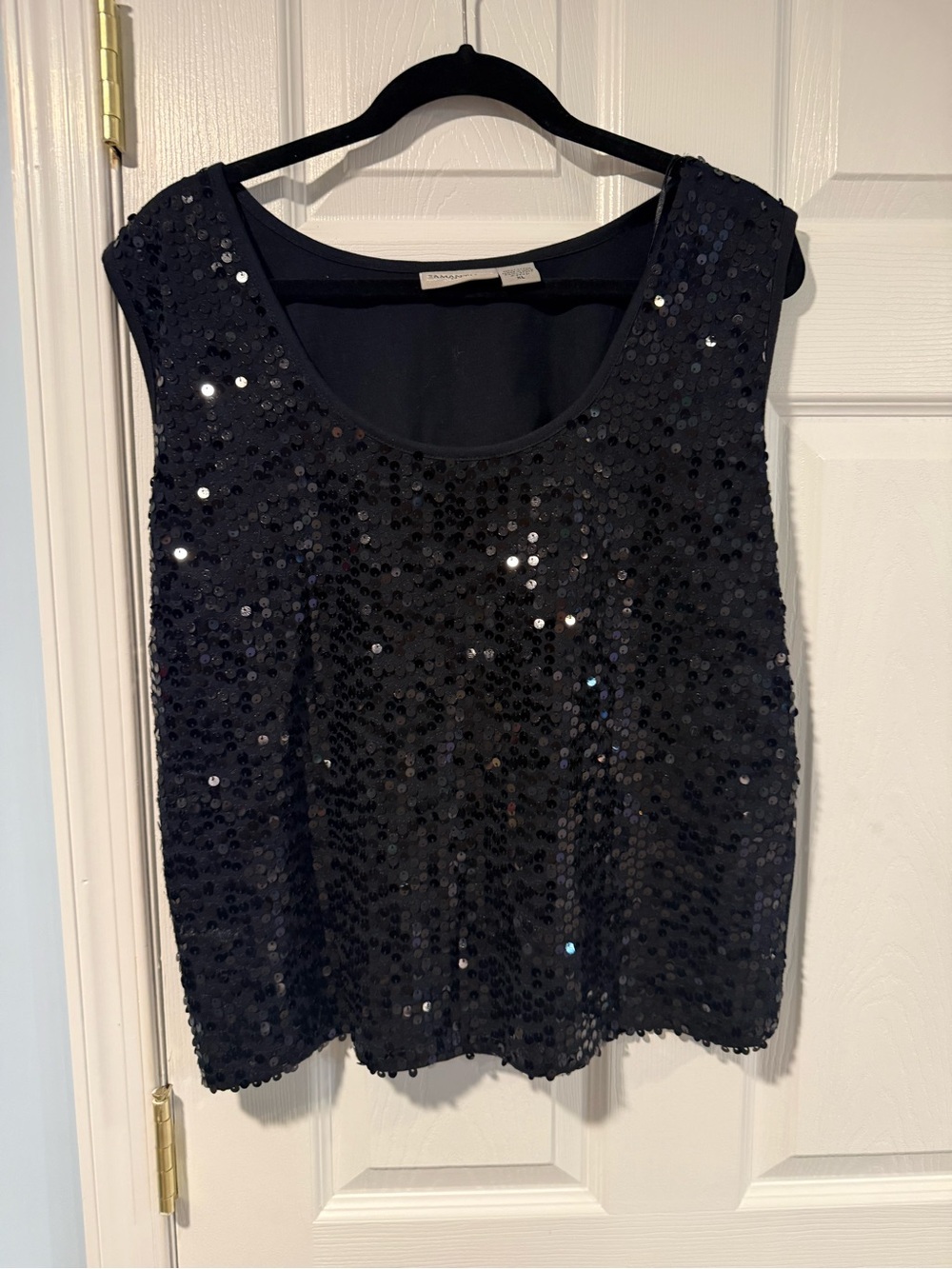 Sequin Scoop Neck Shell Top